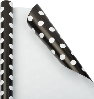 Black with White Dots Wrapping Paper (25 Sq Ft)