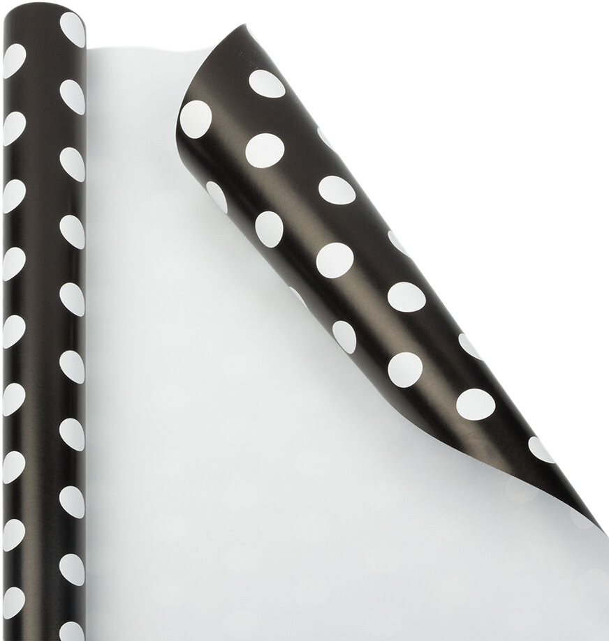 Black with White Dots Wrapping Paper (25 Sq Ft)