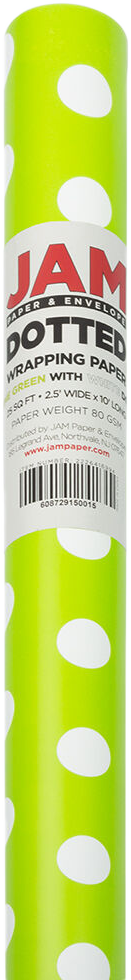 Lime Green with White Dots Wrapping Paper (25 Sq Ft)