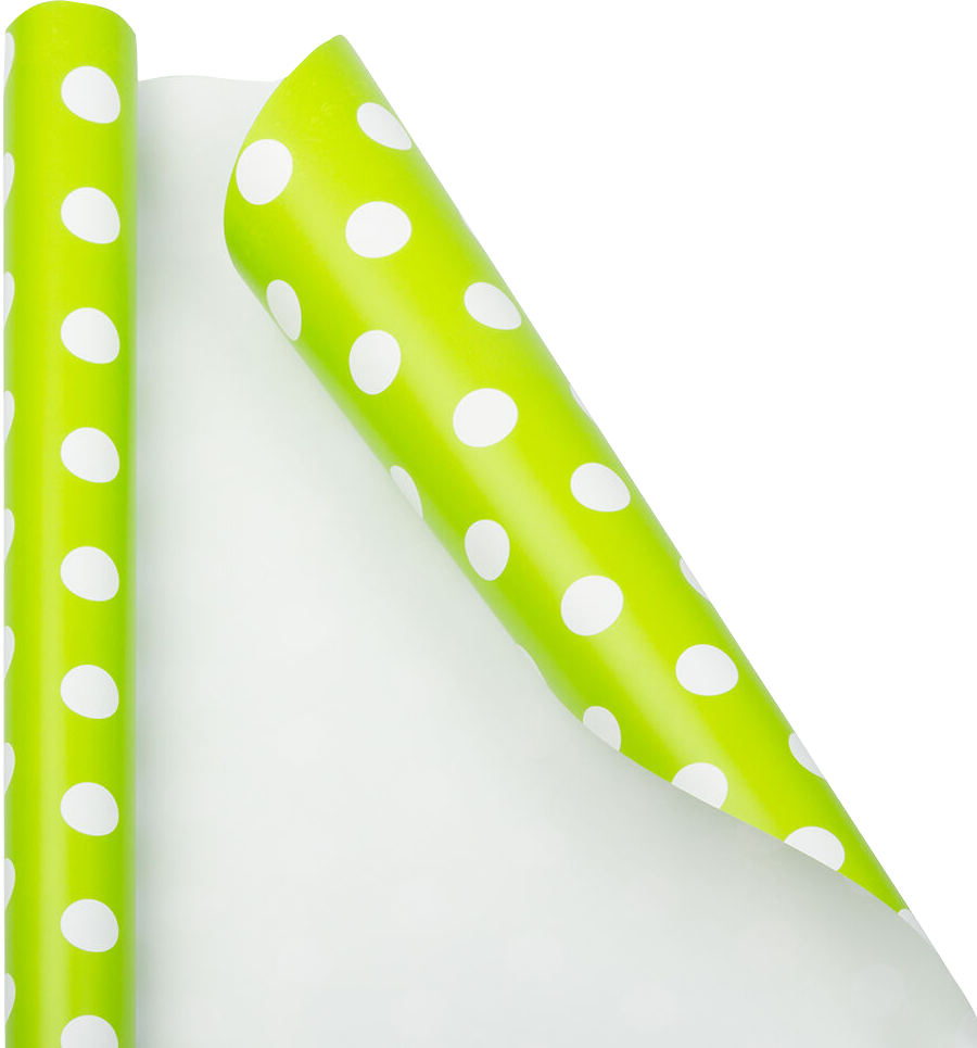 Lime Green with White Dots Wrapping Paper (25 Sq Ft)