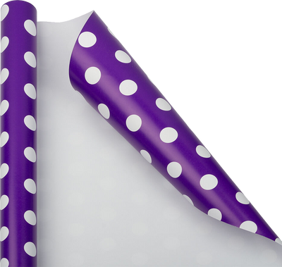 Purple with White Dots Wrapping Paper (25 Sq Ft)