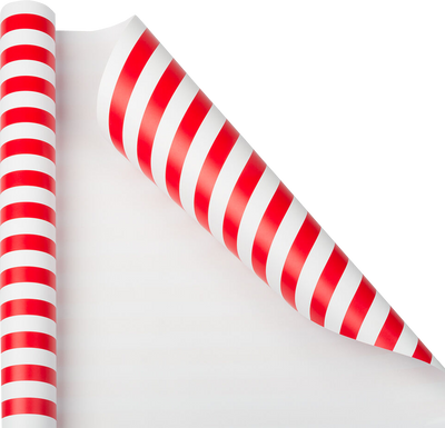 Red and White Stripe Wrapping Paper (25 Sq Ft)