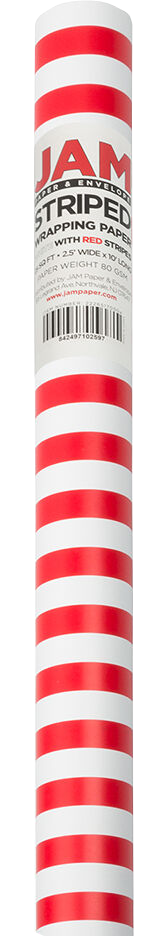 Red and White Stripe Wrapping Paper (25 Sq Ft)