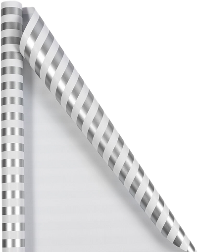 Silver and White Stripe Wrapping Paper (25 Sq Ft)