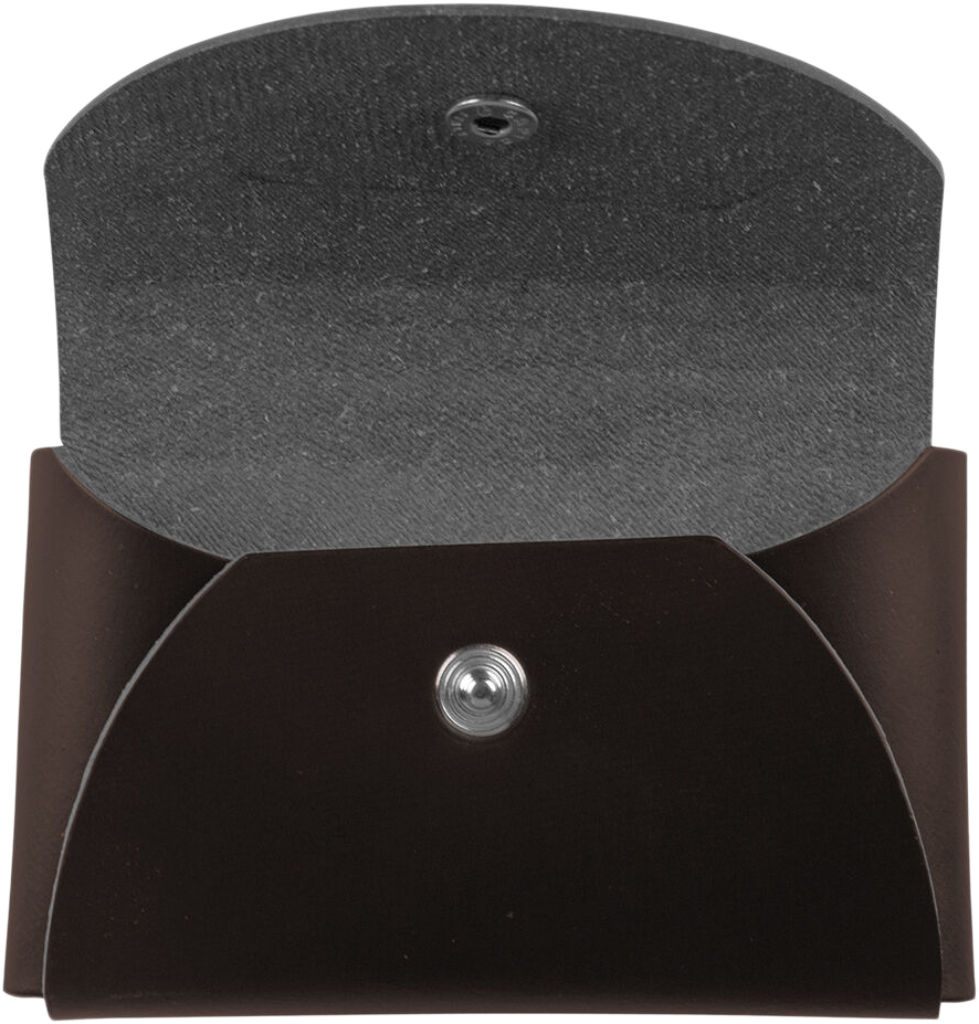 Dark Brown Leather Business Card Case with Round Flap - 20 Card Capacity