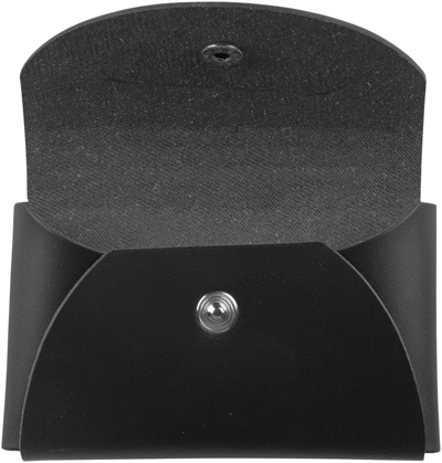 Black Leather Business Card Case with Round Flap - 20 Card Capacity
