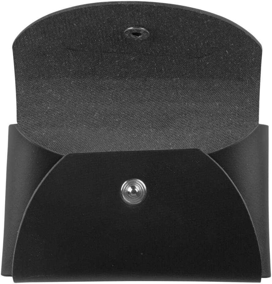 Black Leather Business Card Case with Round Flap - 20 Card Capacity