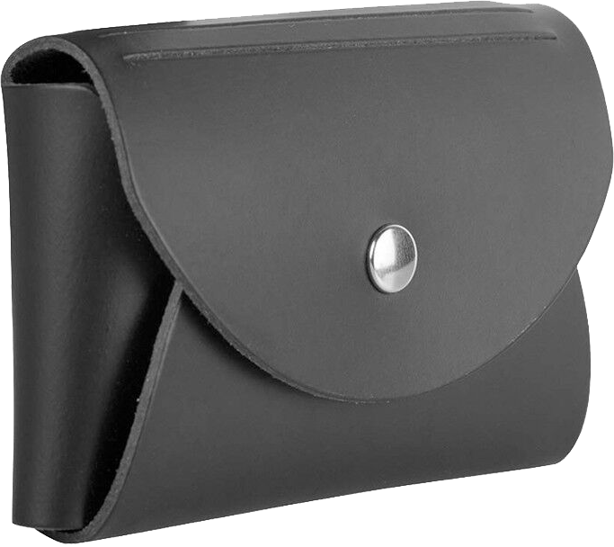Black Leather Business Card Case with Round Flap - 20 Card Capacity