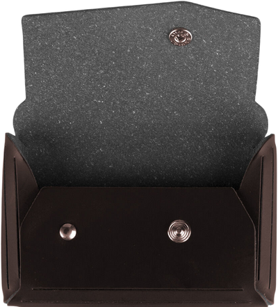 Dark Brown Leather Business Card Case with Angular Flap - 20 Card Capacity