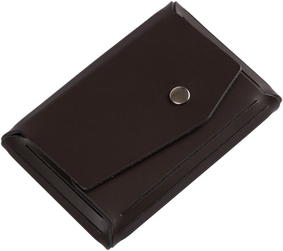 Dark Brown Leather Business Card Case with Angular Flap - 20 Card Capacity