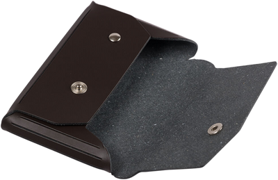 Dark Brown Leather Business Card Case with Angular Flap - 20 Card Capacity