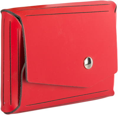 Red Leather Business Card Case with Angular Flap - 20 Card Capacity