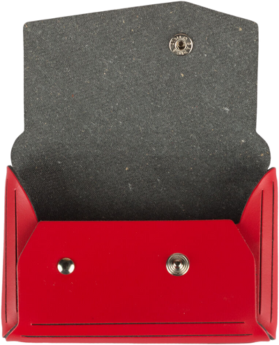 Red Leather Business Card Case with Angular Flap - 20 Card Capacity