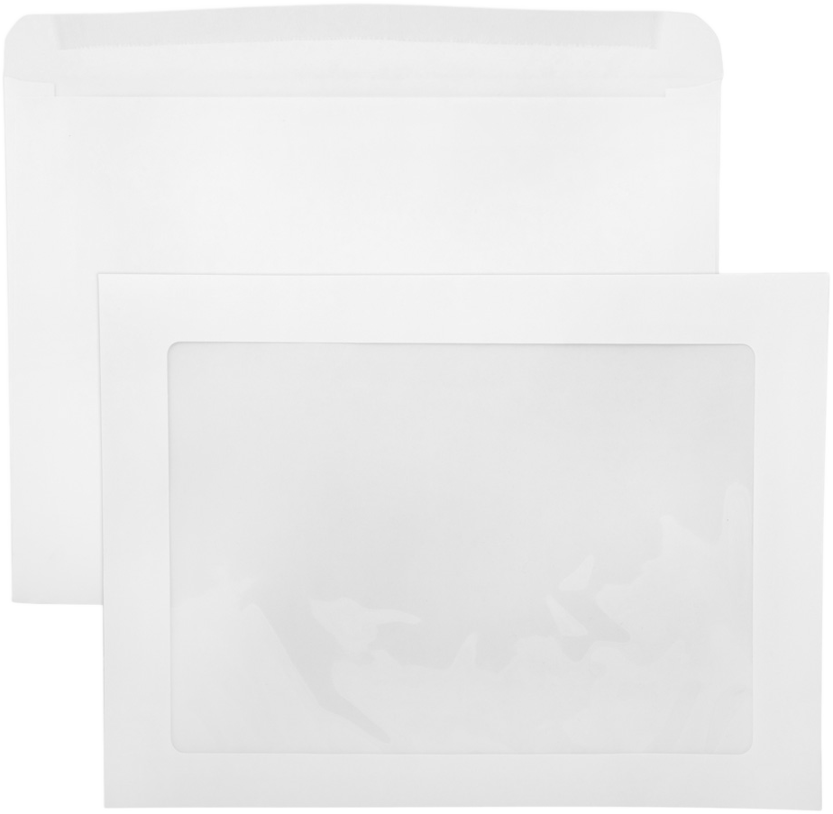 White 28lb Full Face Booklet Window (9 x 12) Envelopes