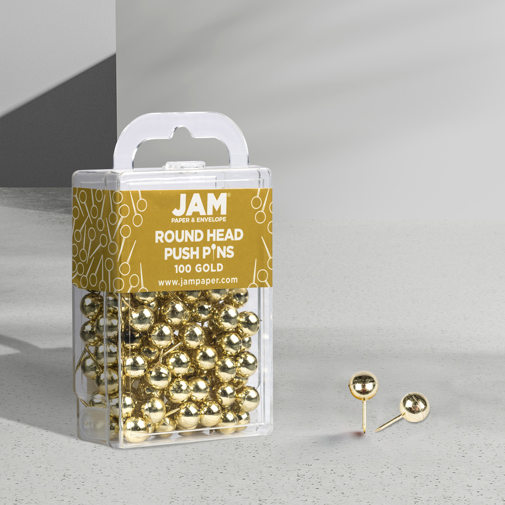 Gold Round Pushpins - 100 Pack