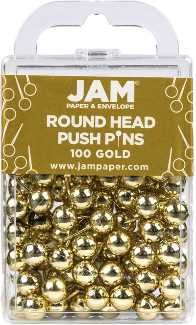 Gold Round Pushpins - 100 Pack