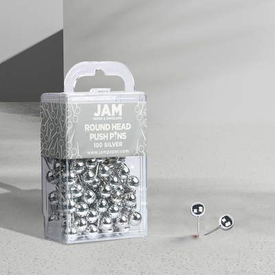 Silver Round Pushpins - 100 Pack
