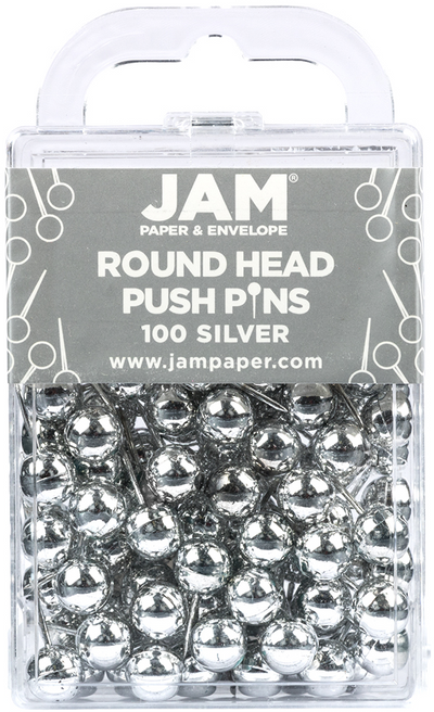 Silver Round Pushpins - 100 Pack