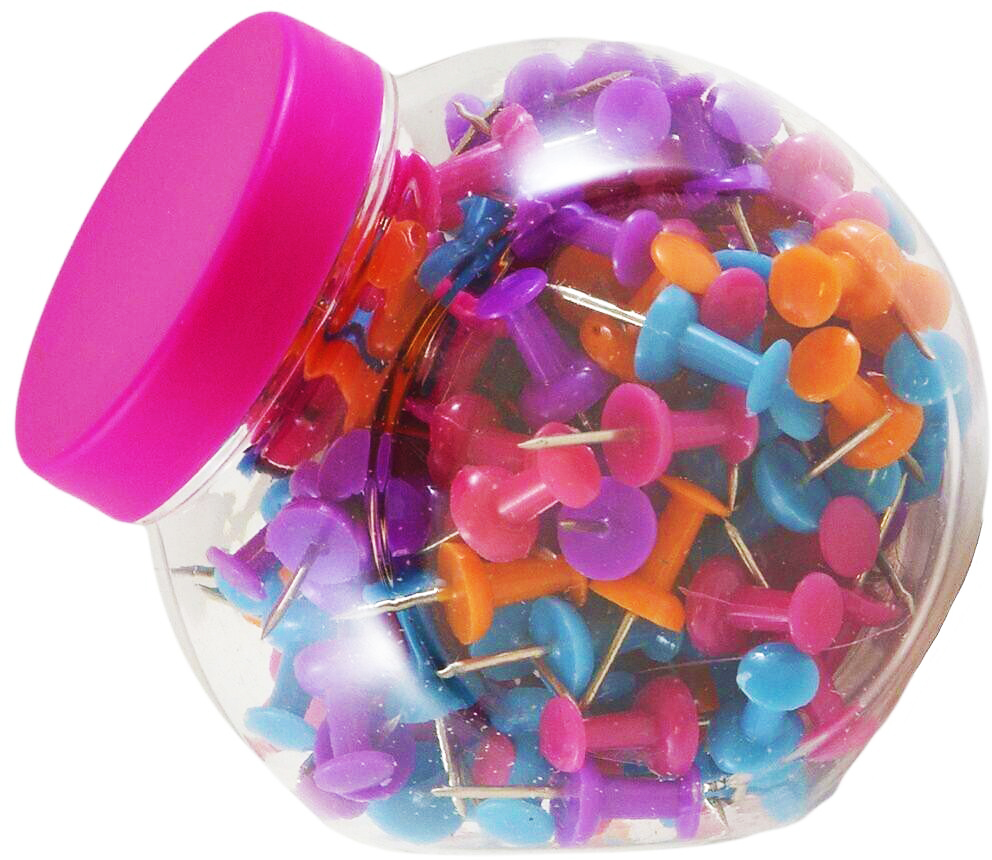 Assorted Jar of Pushpins - 150 Pack