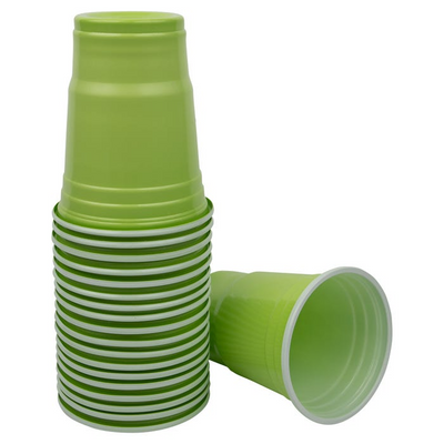 Lime Green Party Tableware Kit (Small and Medium Plastic Plates, Lunch and Beverage Napkins, Plastic Cups, and Plastic Tablecover) - 160 Pack