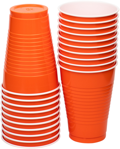Orange 12oz Plastic Cups - 20 Pack