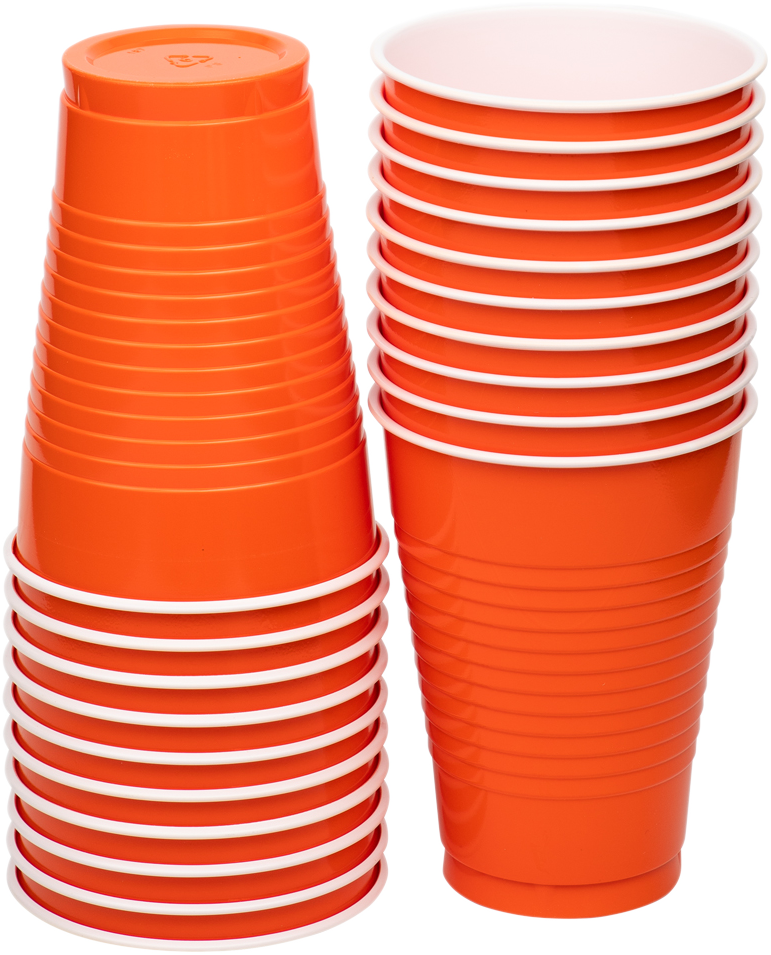 Orange 12oz Plastic Cups - 20 Pack