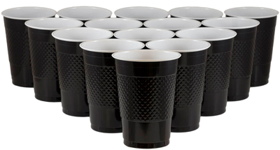 Black 16oz Plastic Cups - 20 Pack