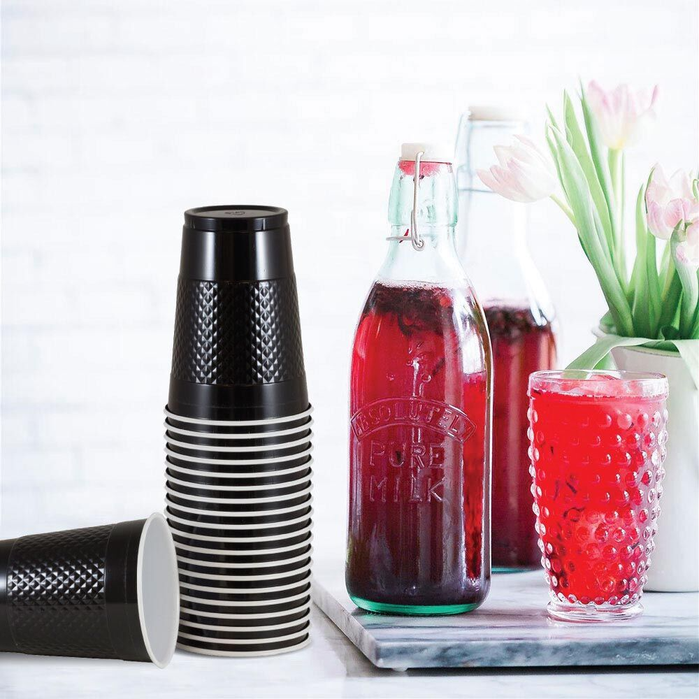 Black 16oz Plastic Cups - 20 Pack