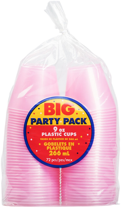 Baby Pink 9oz Plastic Tumblers - 72 Pack