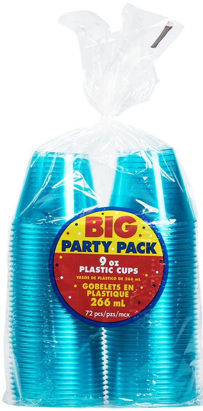 Bright Blue 9oz Plastic Tumblers - 72 Pack