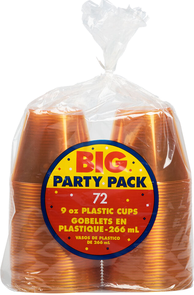 Orange 9oz Plastic Tumblers - 72 Pack