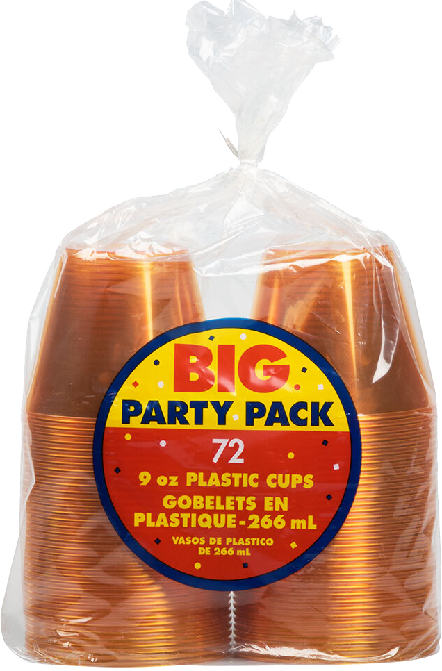 Orange 9oz Plastic Tumblers - 72 Pack
