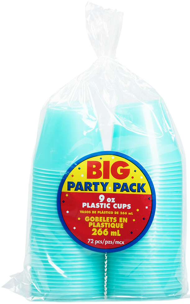 Light Teal Blue 9oz Plastic Tumblers - 72 Pack