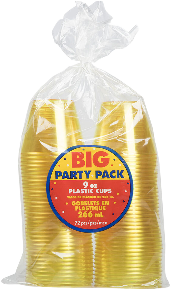 Yellow 9oz Plastic Tumblers - 72 Pack
