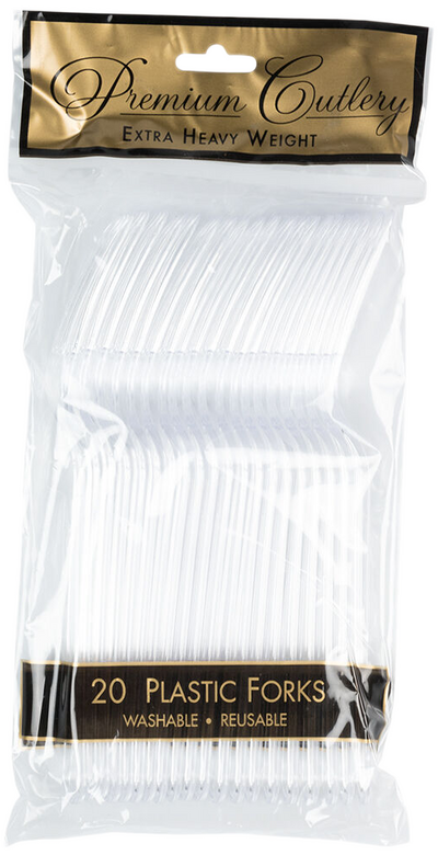 Crystal Clear Plastic Forks - 20 Pack