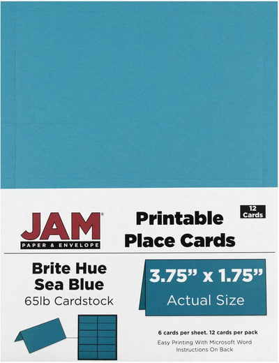 Sea Blue 3 3/4 x 1 3/4 Printable Place Cards