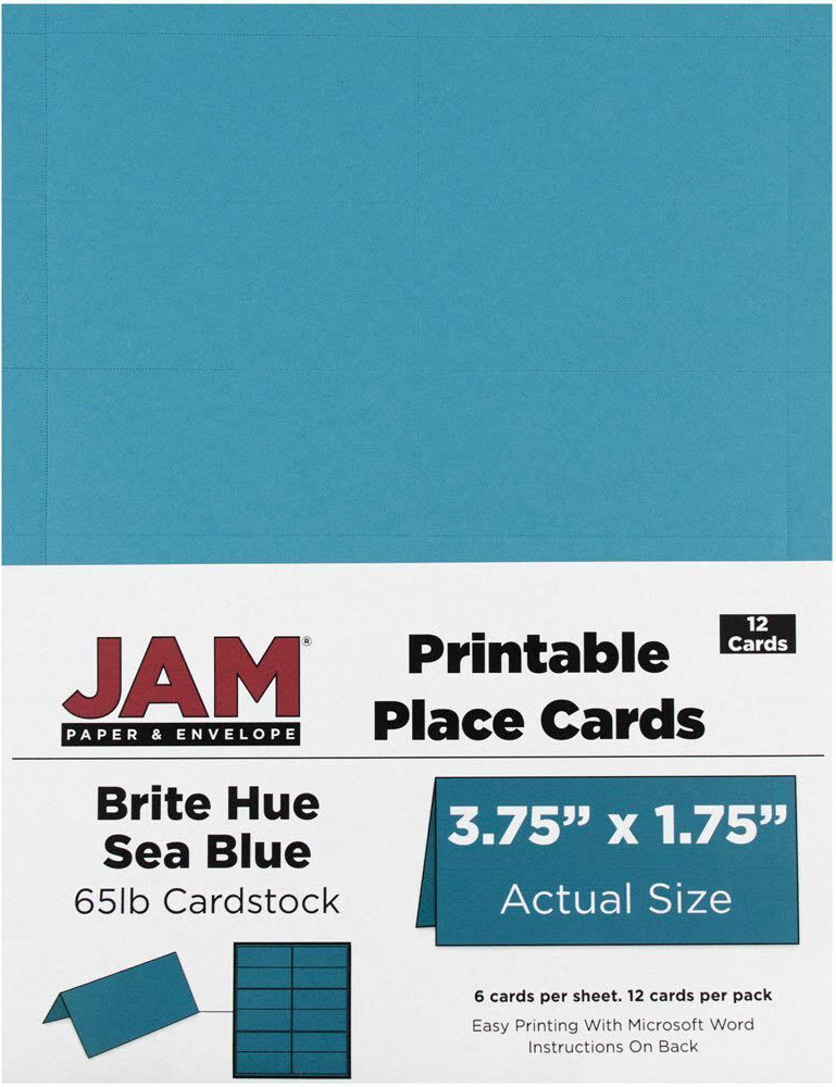 Sea Blue 3 3/4 x 1 3/4 Printable Place Cards