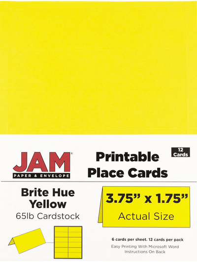 Bright Yellow 3 3/4 x 1 3/4 Printable Place Cards