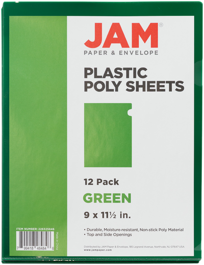 Green 9 x 11 1/2 Plastic Sleeves