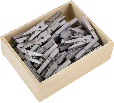 Silver Small 7/8 Inch Wood Clips - 50 Pack