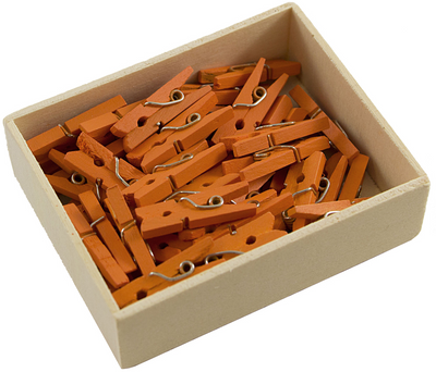 Orange Small 7/8 Inch Wood Clips - 50 Pack