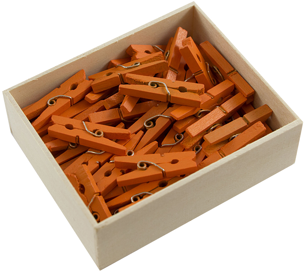 Orange Medium 1 1/8 Inch Wood Clips - 50 Pack
