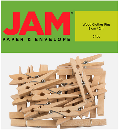 Natural X-Large Wood Clips - 24 Pack