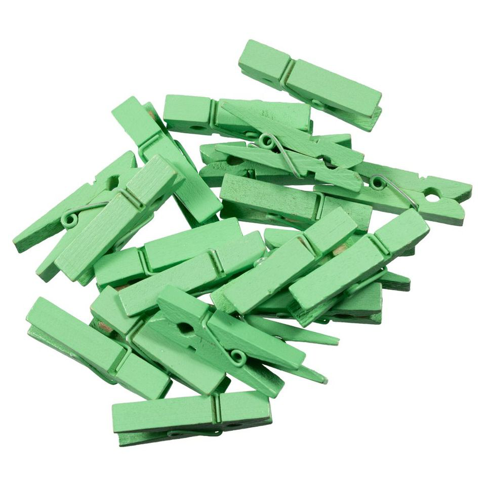 Mint Green Medium/Large 1 3/8 Inch Wood Clips - 20 Pack
