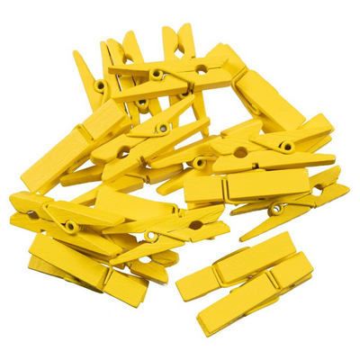 Bright Yellow Medium/Large 1 3/8 Inch Wood Clips - 20 Pack
