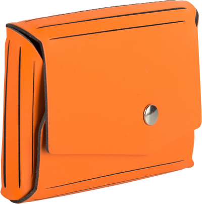 Orange Leather Business Card Case with Snap Closure - 20 Card Capacity