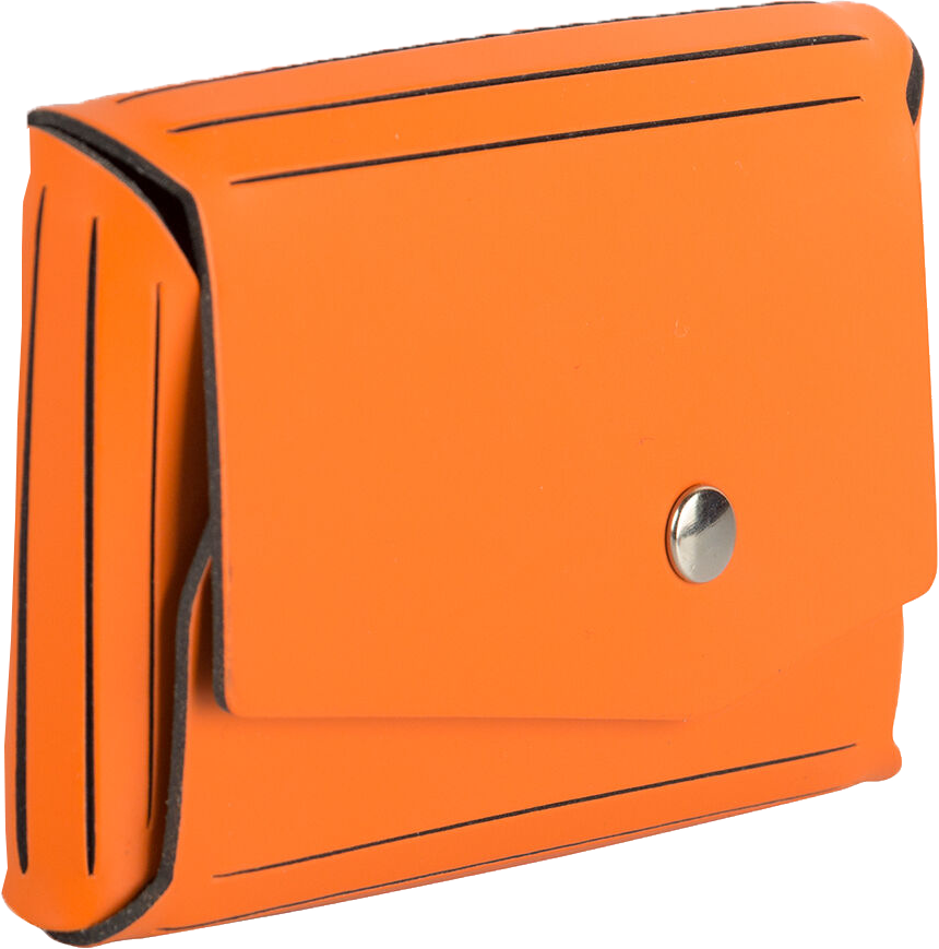 Orange Leather Business Card Case with Snap Closure - 20 Card Capacity