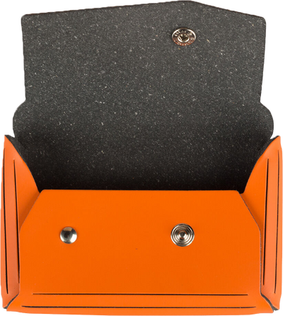 Orange Leather Business Card Case with Snap Closure - 20 Card Capacity