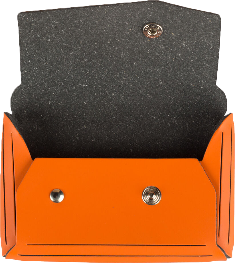 Orange Leather Business Card Case with Snap Closure - 20 Card Capacity