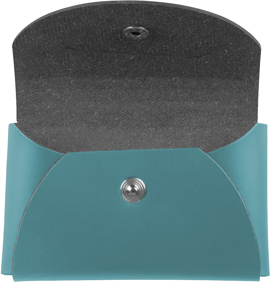 Teal Leather Business Card Case with Round Flap - 20 Card Capacity